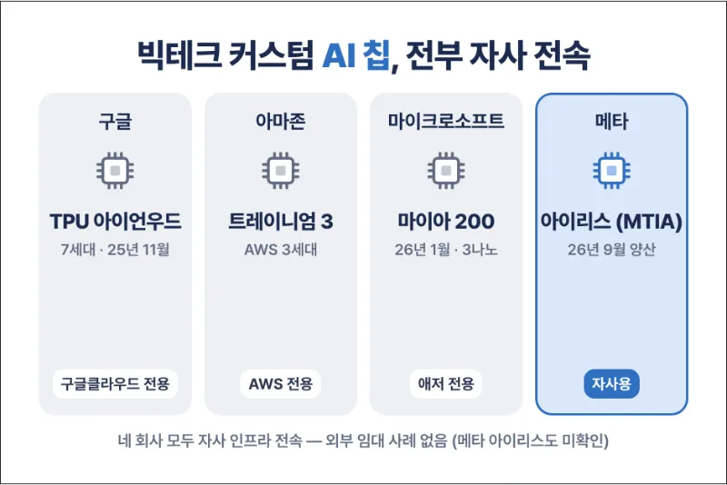 빅테크들의 자체 커스텀 칩 비교