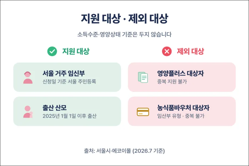 임산부 지원대상 제외대상 설명