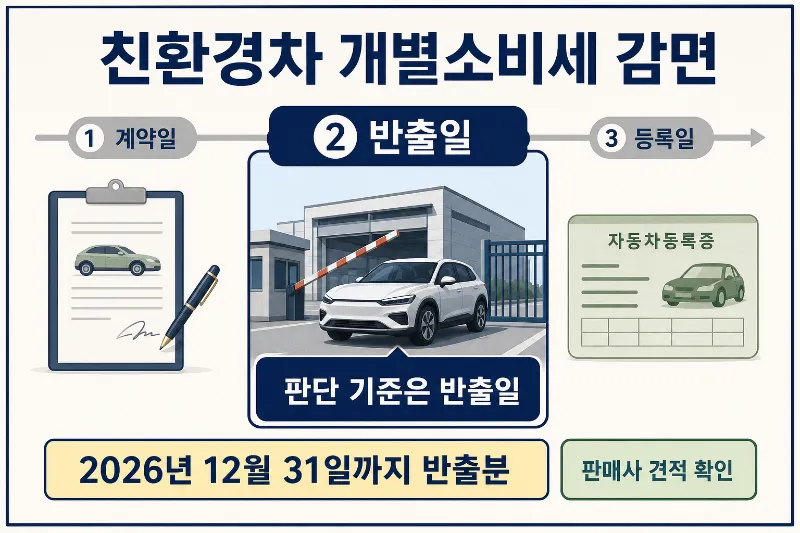 친환경차 개별소비세 감면 반출일 기준 흐름도