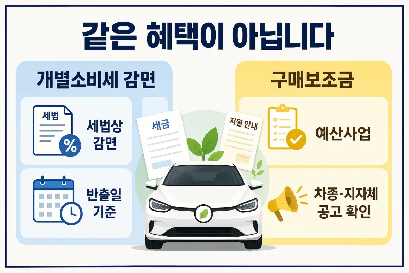 친환경차 개별소비세 감면과 구매보조금 차이