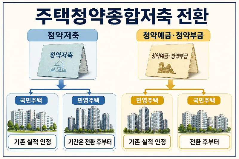 주택청약종합저축 전환 실적 인정 기준 비교